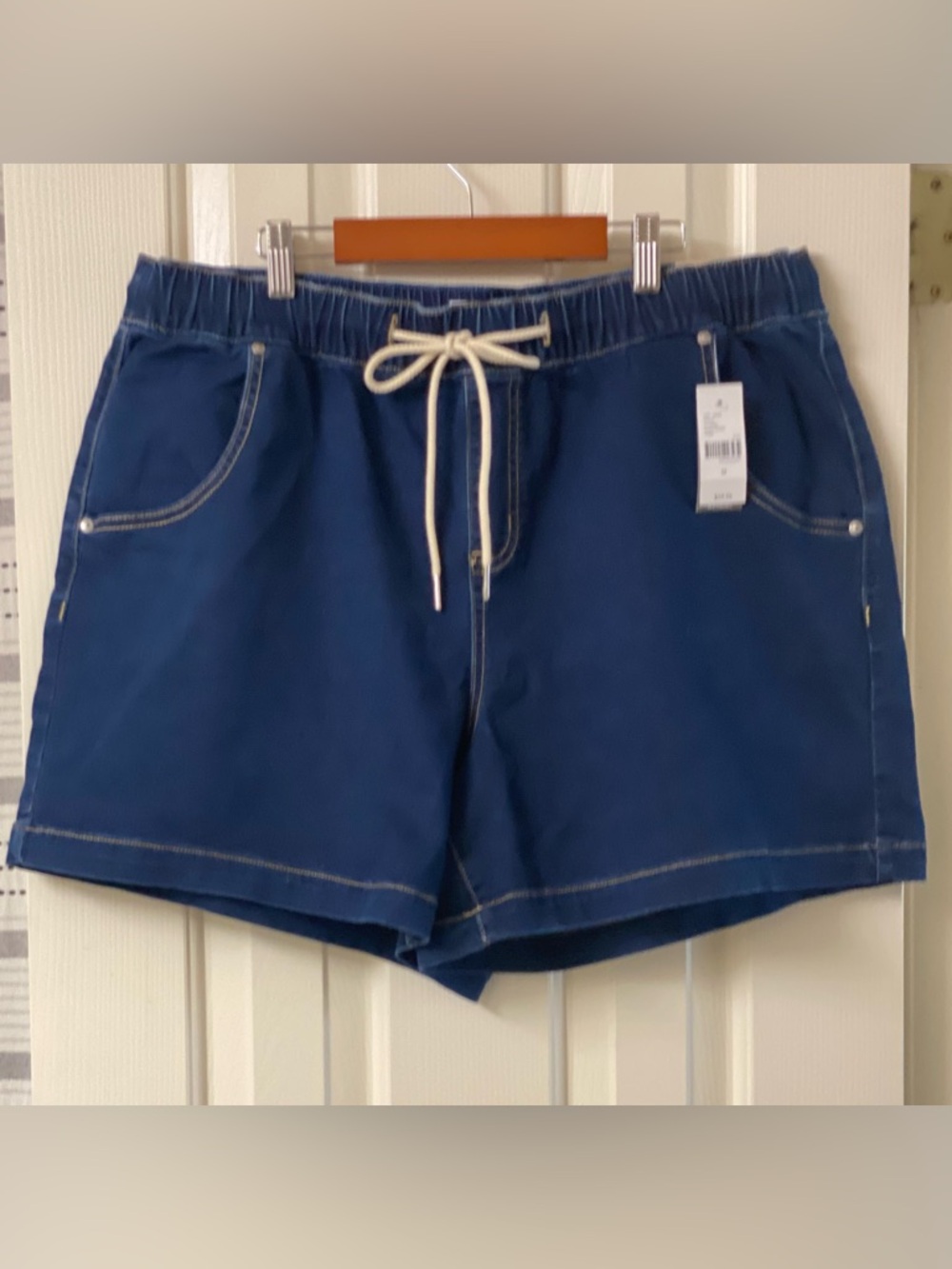 Lane Bryant High Rise Pull On Drawstring Denim Jean Shorts Size 14